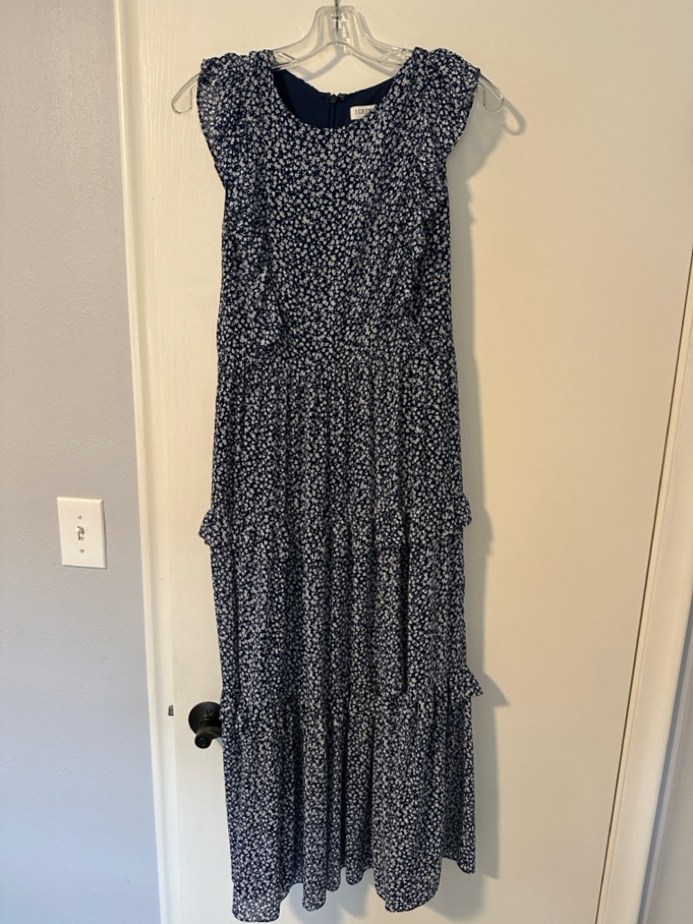 J. Crew Factory Navy Floral Tiered Maxi Dress in Size 10